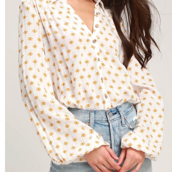 Willow Yellow Print Long Sleeve Bodysuit - Size XS - Picture 2 of 14